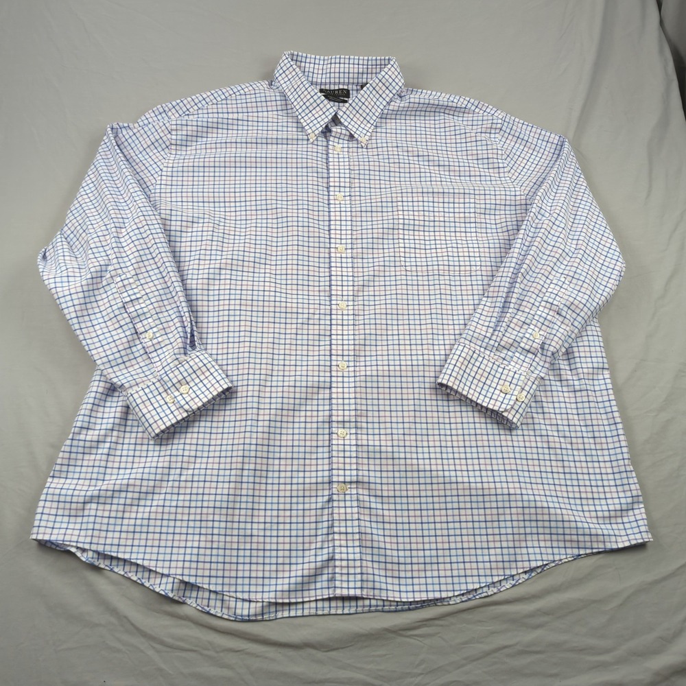 Lauren Ralph Lauren Shirt Mens 4XL Blue Plaid 20 34/35 Black Label Casual Preppy